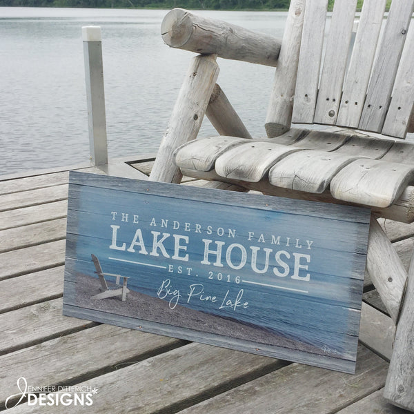 Custom Wood Lake House Sign, Outdoor, Personalized Fishing Cabin